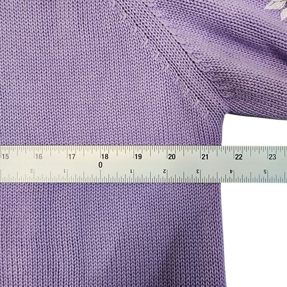 Quacker Factory Daisy Knit Sweater Large Lavender Purple Cottagecore - Picture 7 of 8